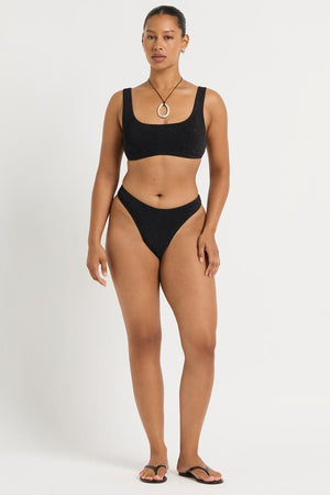 Bond-Eye Malibu 2.0 Crop - Black Lurex Micro Crinkle
