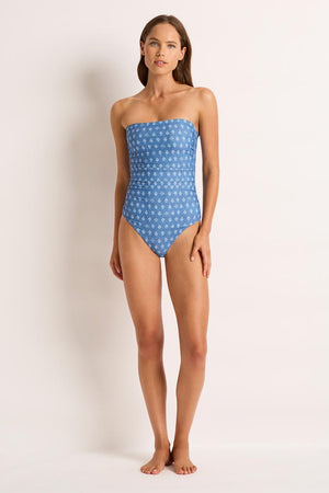 Monte & Lou Ruched Bandeau One Piece - Jeanie