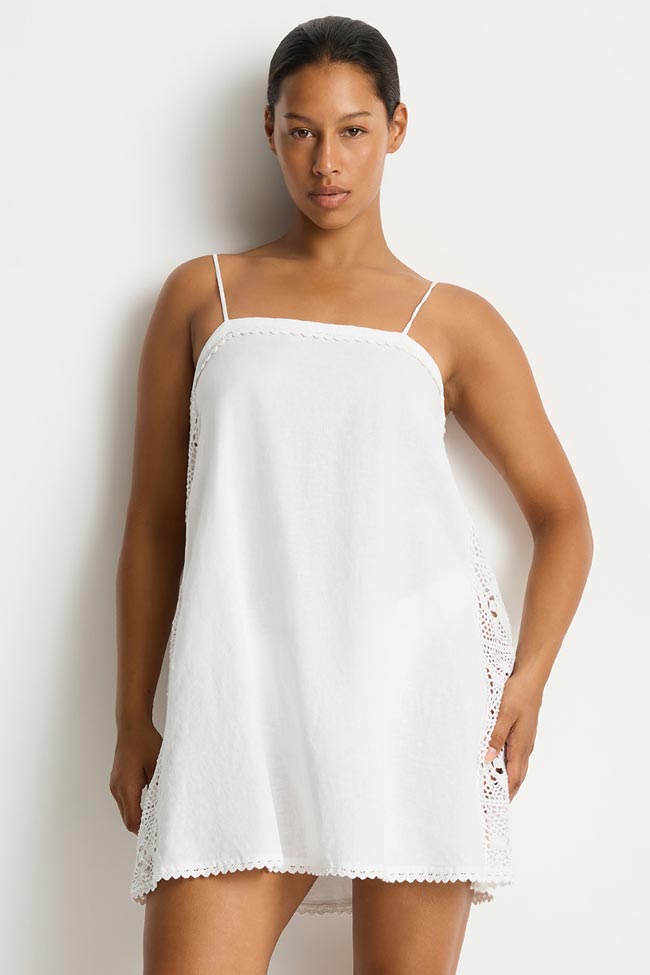 Sea Level Shore Linen Panelled Bandeau Lace Short Dress - Shore Linen