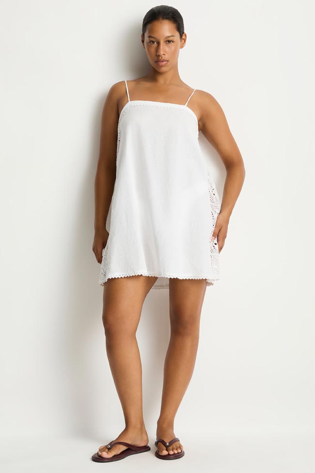 Sea Level Shore Linen Panelled Bandeau Lace Short Dress - Shore Linen