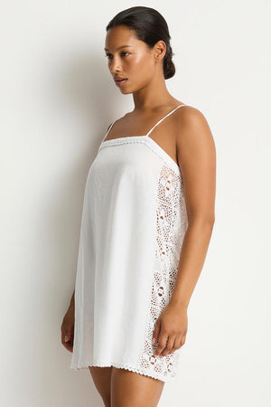 Sea Level Shore Linen Panelled Bandeau Lace Short Dress - Shore Linen