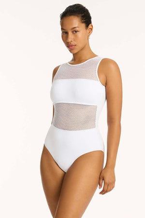 Sea Level High Neck One Piece - Drift