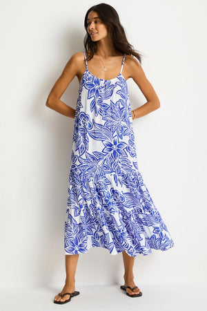 Sea Level Resort Tiered Midi Sundress - Palmera