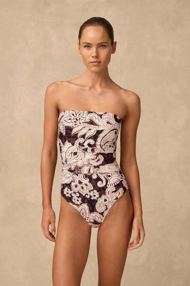 Monte & Lou Ruched Bandeau One Piece - Perla