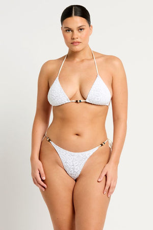 Bond-eye Beaded Ingrid Triangle - Optic White Leopard