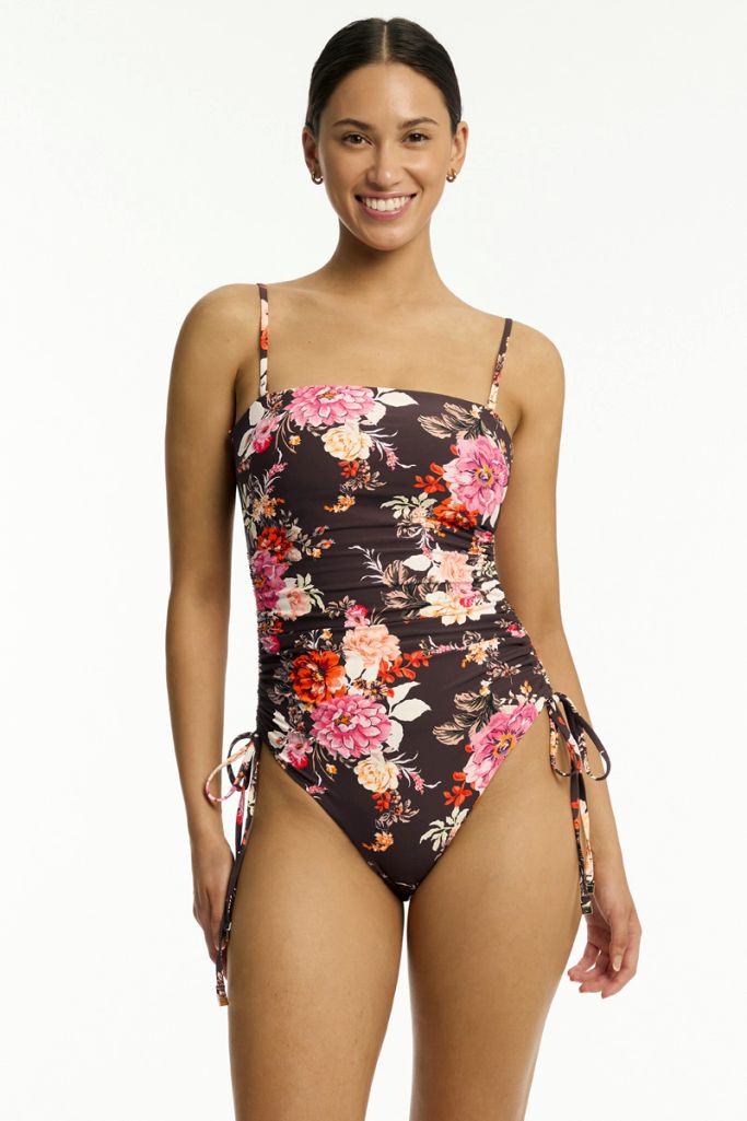 Sea Level Tie Side Bandeau One Piece - Rosewood