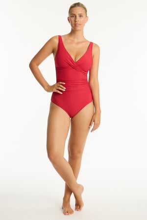 Sea Level Cross Front Multifit One Piece - Honeycomb