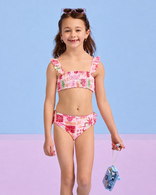 Seafolly Toddler Girls Shirred Bikini - Summer Paradise
