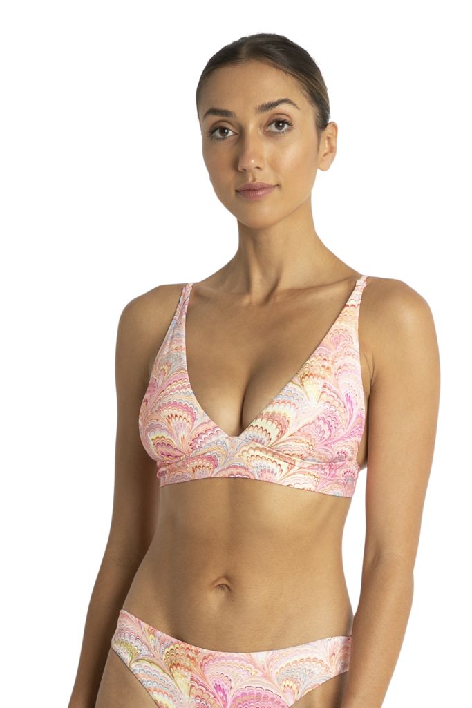 Recycled Pink Floral Mesh Long Sleeve Bralette