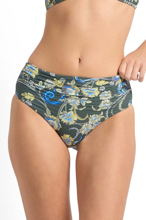 Sunseeker Ruched Mid Rise Pant - Sicily