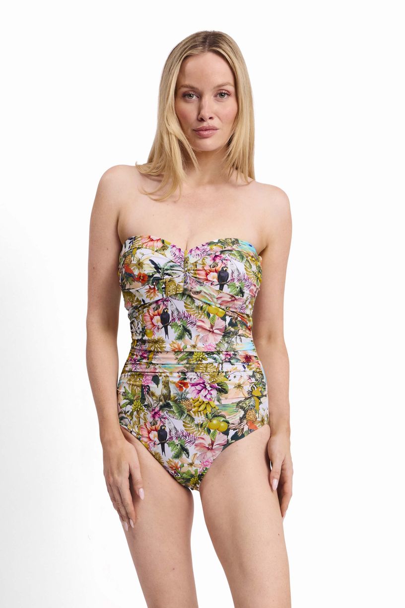 Sunseeker D/DD Wrap Bandeau One Piece - White Lotus
