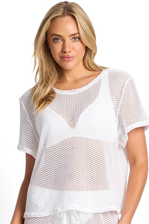 Sunseeker Mesh Oversized T-Shirt - Salt