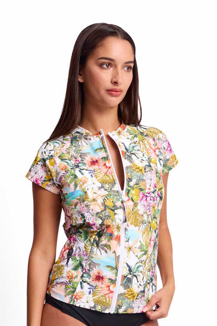 Sunseeker Short Sleeve Mastectomy Rashie - White Lotus