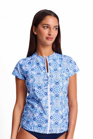 Sunseeker Short Sleeve Mastectomy Rashie - Cowboy