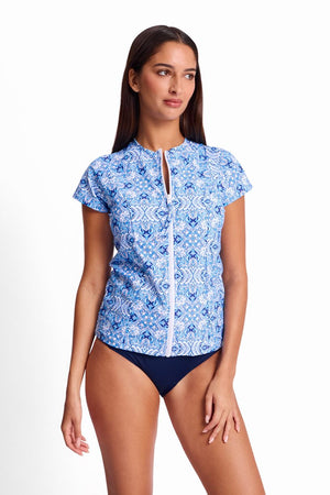 Sunseeker Short Sleeve Mastectomy Rashie - Cowboy