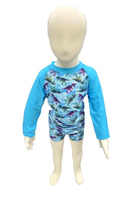 Kato Kids Rashie Set Blue with Dinosaurs