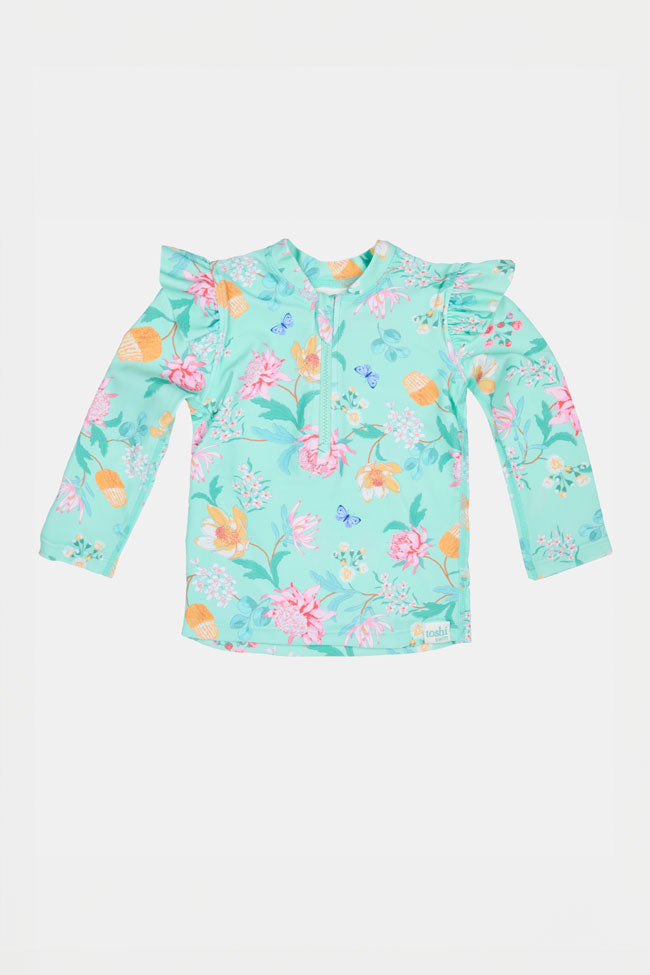 Toshi Swim Long Sleeve Rashvest - Waratah Mint