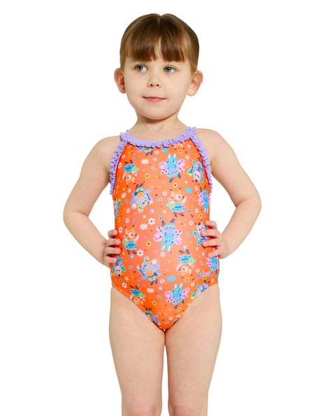 Zoggs Ruffle Crossback Toddler Girls One Piece - Tinker