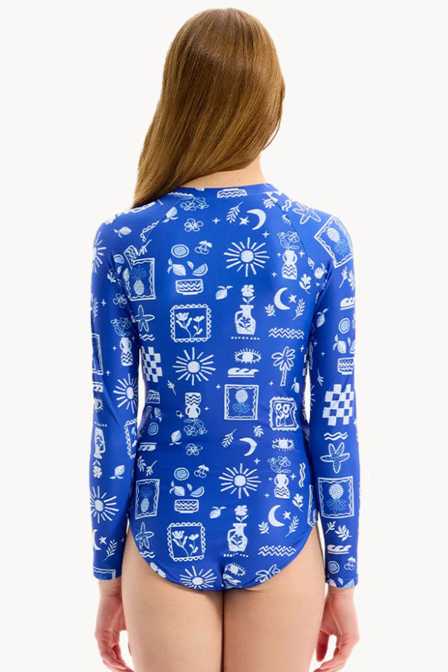 Seafolly Girls Zip Front Long Sleeve Paddle Suit - Amalfi