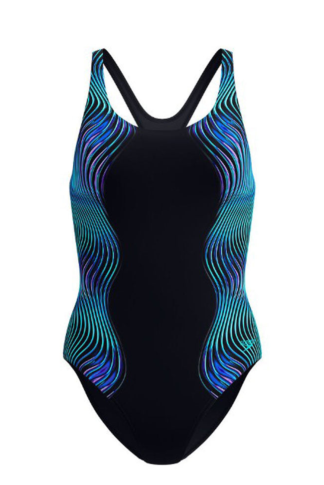 Speedo Womens Printed Splice Medalist One Piece - Anthracite