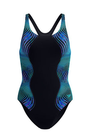Speedo Womens Printed Splice Medalist One Piece - Anthracite