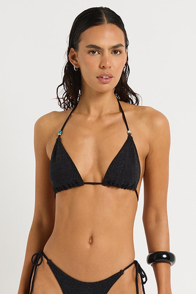 Bond-Eye Beaded Ingrid Tri - Black Lurex Micro Crinkle