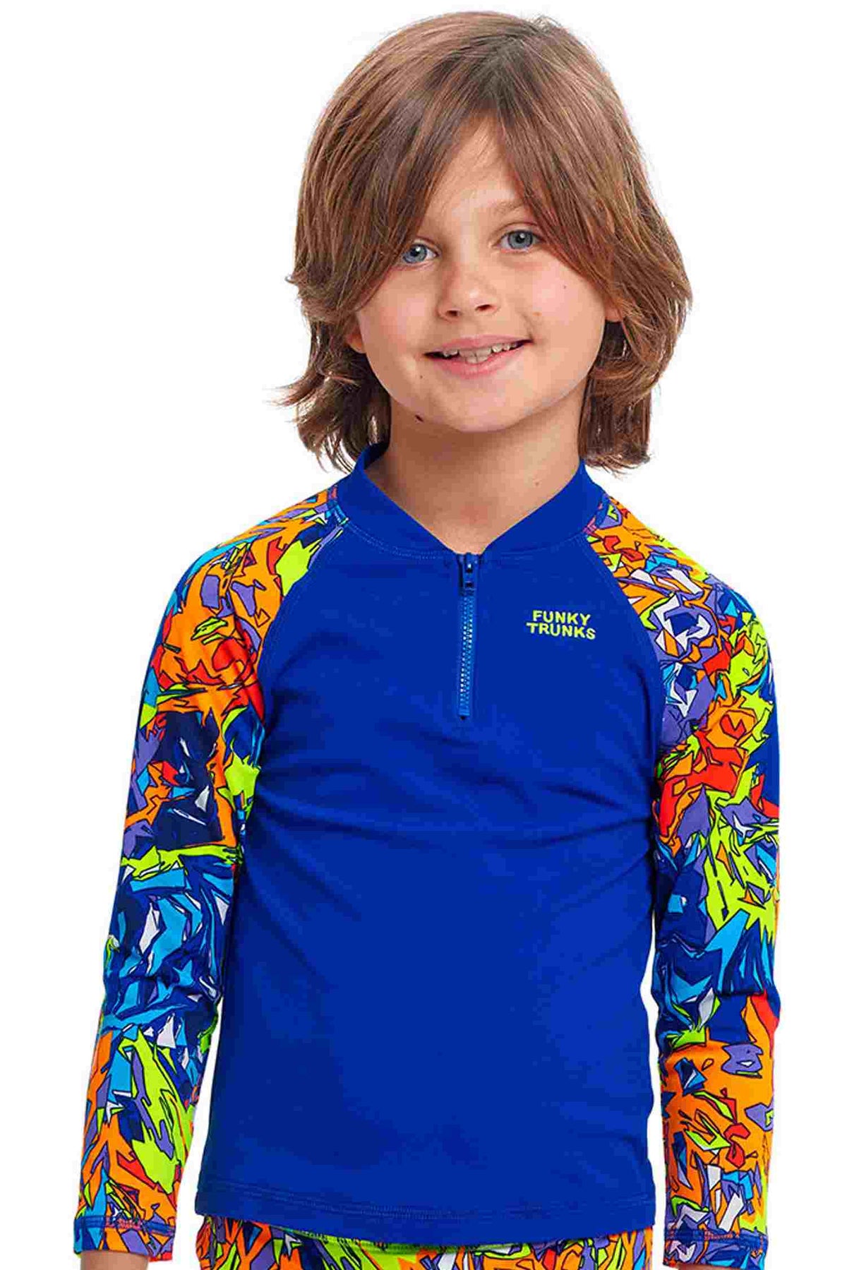 Funky Trunks Toddler Boys Zippy Rash Vest - Mixed Mess