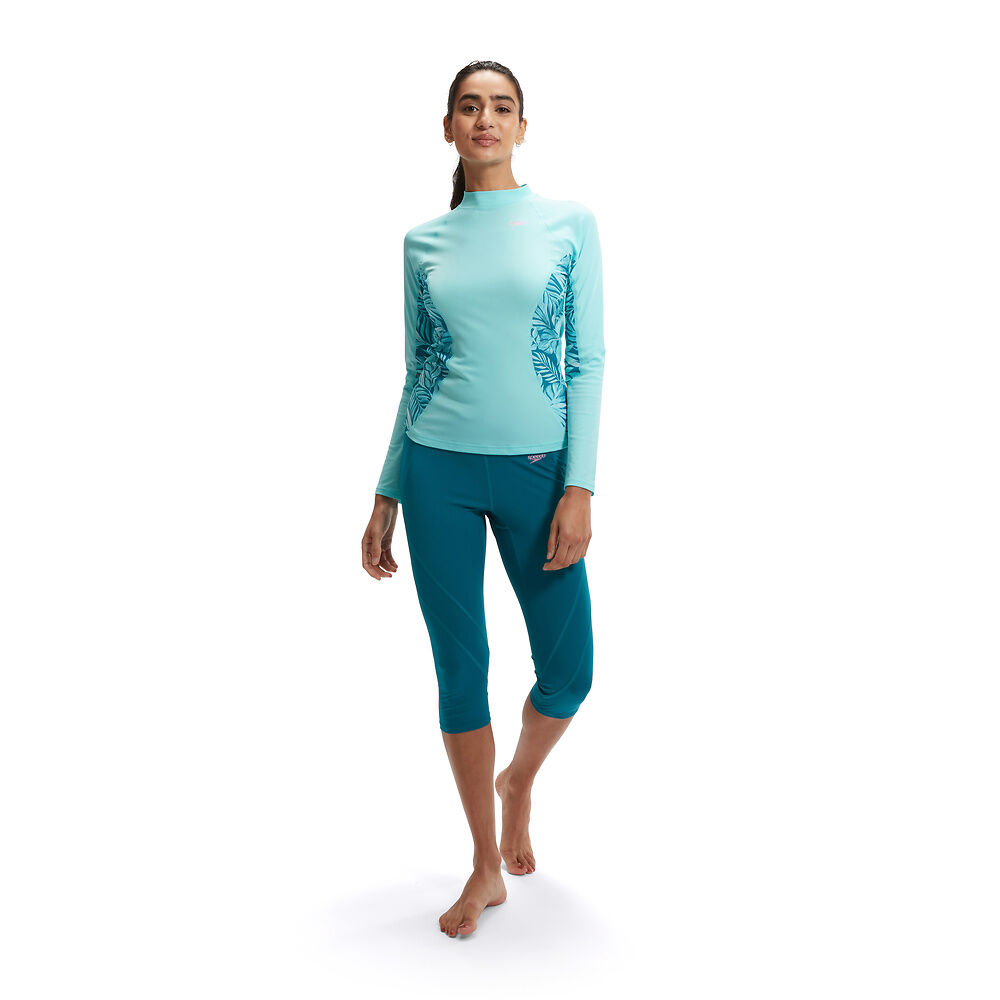 Speedo Womens Printed Long Sleeve Rash Top - Peacock