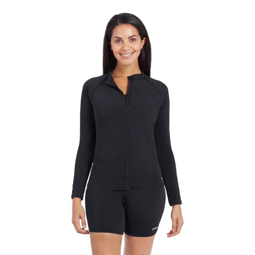 Zoggs L Sleeve Zip Sun Top Ecolast UPF50