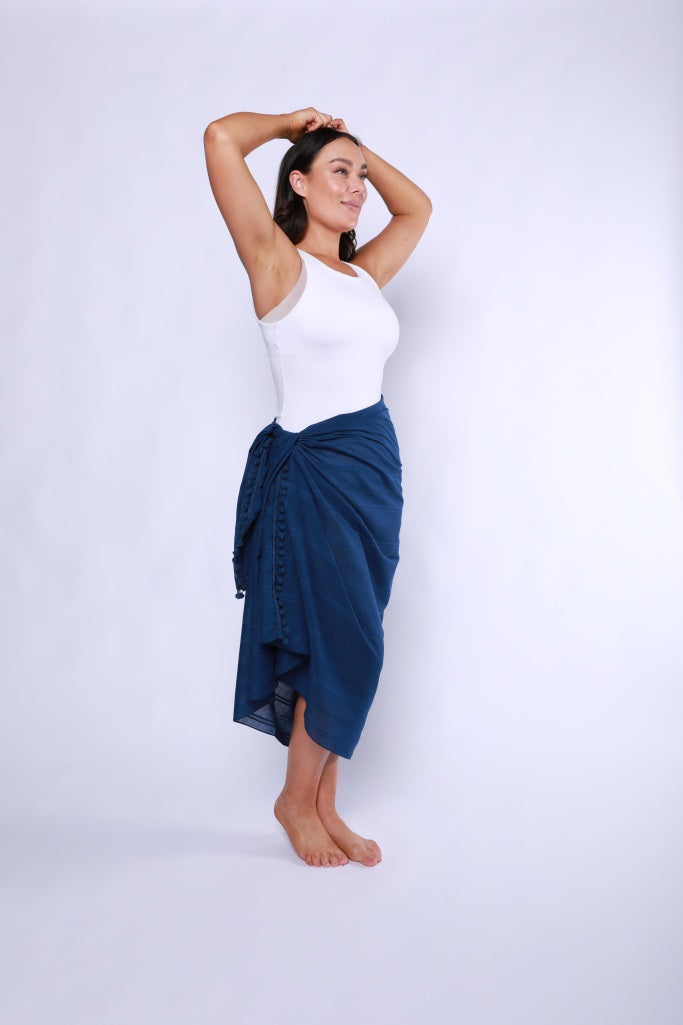 Capriosca Cotton Sarong - Navy