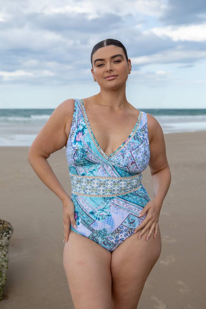 Capriosca V Neck One Piece - Whitehaven