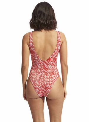 Seafolly V-Neck One Piece - Poolside