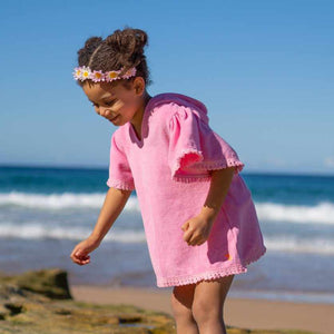Salty Ink Little Girls Towel Coverup - Candy Pink