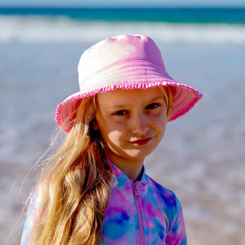Salty Ink Little Girls Sunhat - Candy Pink