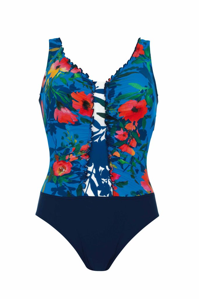 Sumarin C-F Cup One Piece - Floral Blue