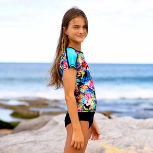 Salty Ink Girls Short Sleeve Rashvest Set - Island Girl Tahiti