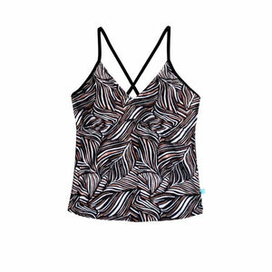 Salty Ink Ladies Singlet Top - Tropic Tribe Black