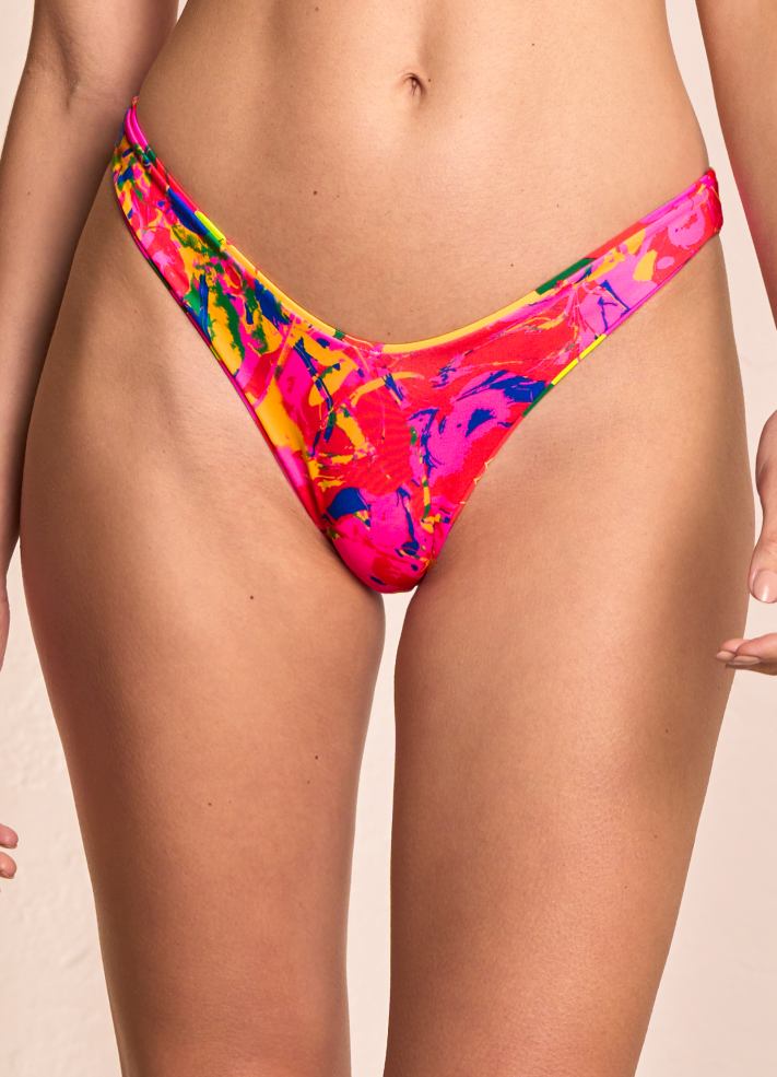 Maaji Splendour Reversible High Leg Cheeky Cut Bikini Bottom - Crayonflower