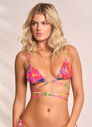 Maaji Connie Reversible Sliding Triangle Bikini Top - Sunset Stripe