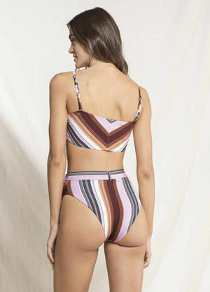 Maaji Whitney High Rise/High Leg Reversible Bikini Bottom - Bayadere Stripes