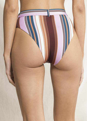 Maaji Whitney High Rise/High Leg Reversible Bikini Bottom - Bayadere Stripes
