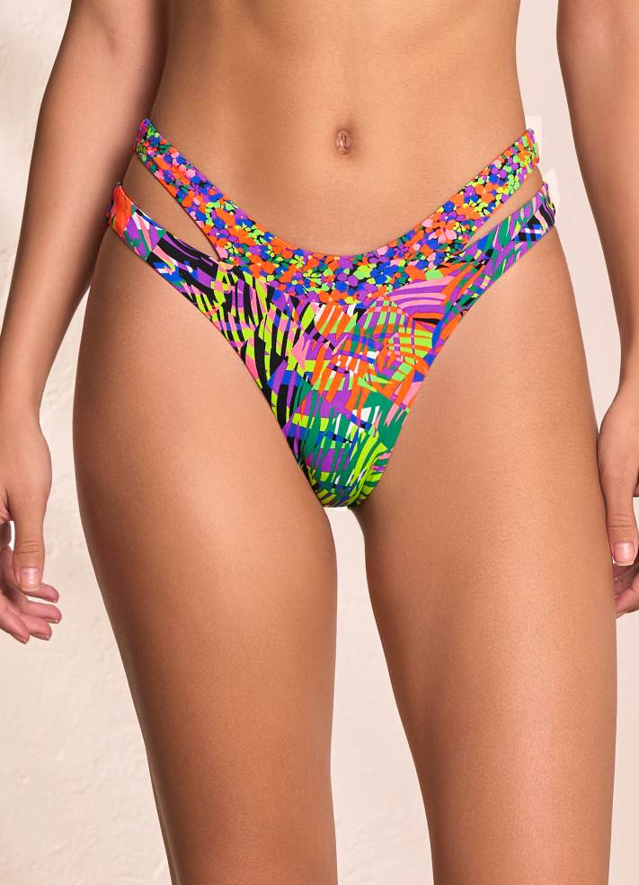 Maaji Twin Reversible Twin Strap High Leg Bikini Bottom - Rhapsody