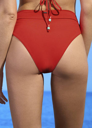 Maaji Suzy Q High Rise/ High Leg Bikini Bottom - Crimson