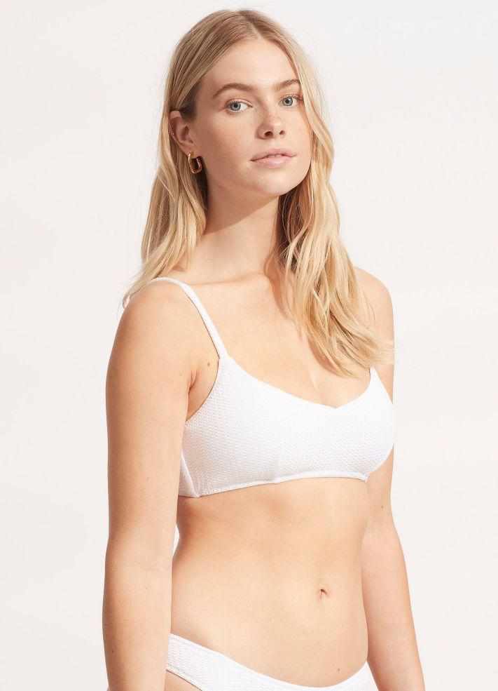 Lulu Banded Bralette Bikini Top - White – Seafolly Australia