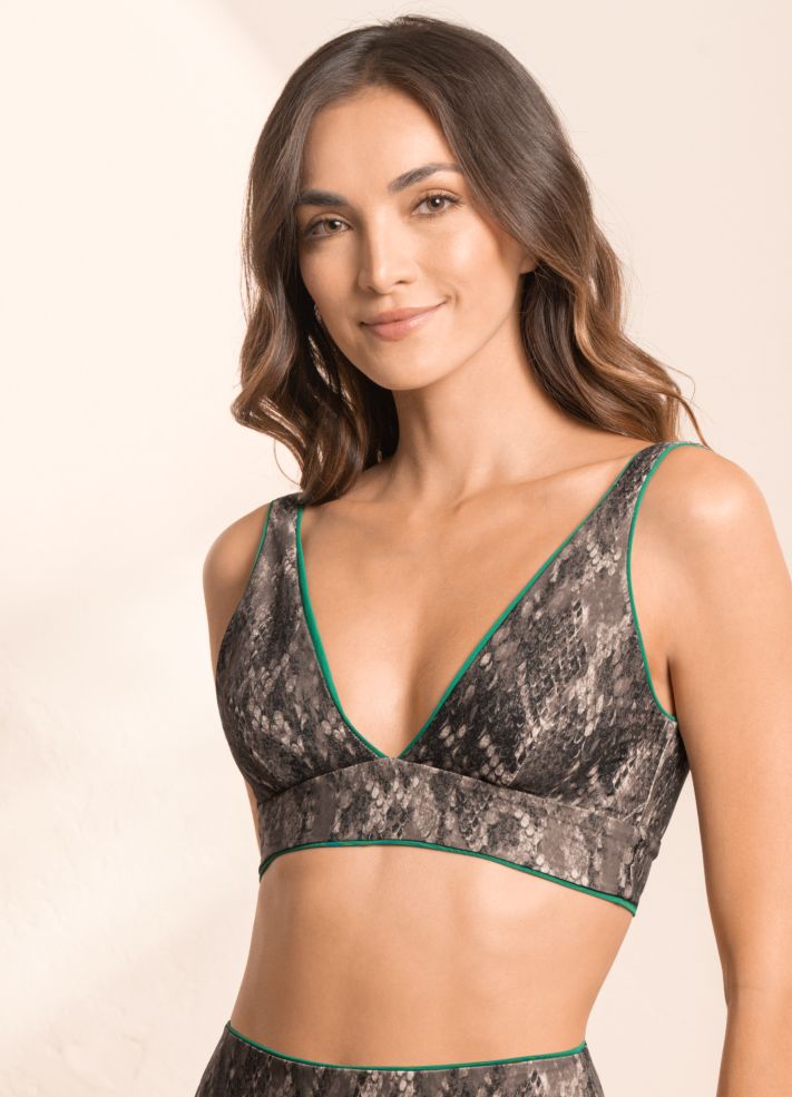 Maaji Paradisus Reversible Longline Triangle Bikini Top - Forest