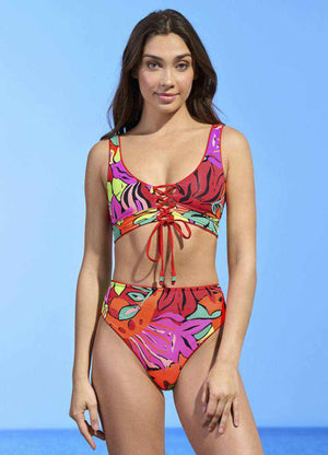 Maaji Paradise Long Line Triangle Bikini Top - Crimson