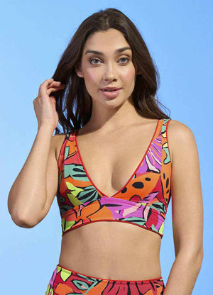 Maaji Paradise Long Line Triangle Bikini Top - Crimson