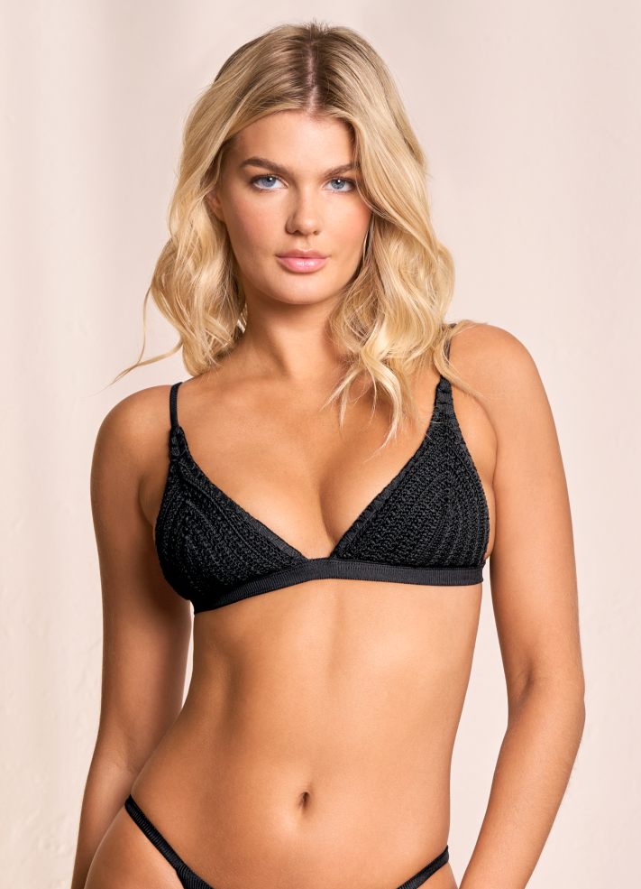 Maaji Ivy Reversible Fixed Triangle Bikini Top - Onyx