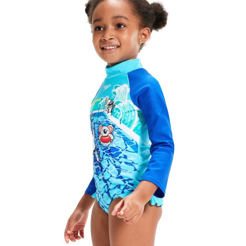 Speedo Toddler Girls Longsleeve Frill One Piece Down Under