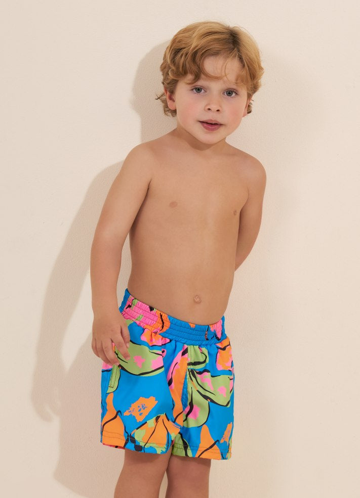 BOYS MID BOARDSHORT WITH ELASTIC WAIST 4-10 BASKED IN BAROQUE